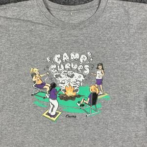 Curves T-Shirt Womens Size L Gray Camp Curves Graphic Fitness Funny Workout Gym